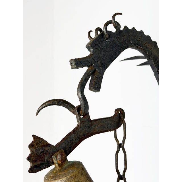 Rustic Vintage Gothic Style Wrought Iron Wall-Mounted Dragon Doorbell, 1950s For Sale - Image 3 of 15