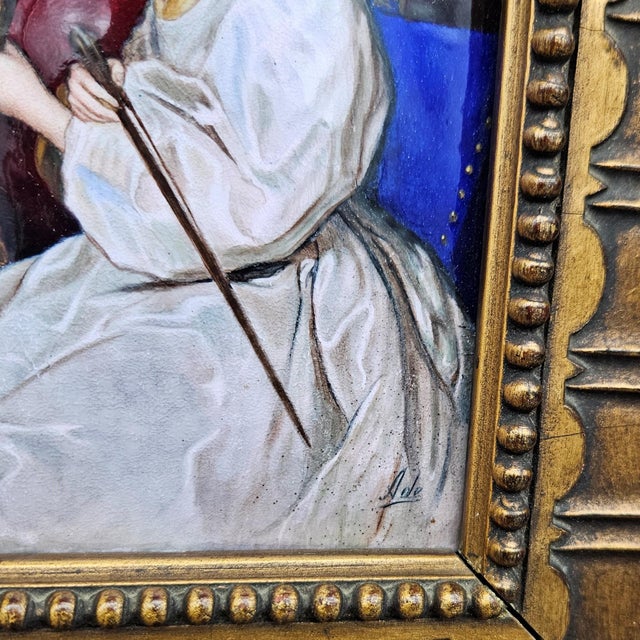 Unknown Artist, Portrait of Maria Ruthven von van Dyck, 1890s, Enameled, Framed For Sale - Image 3 of 7