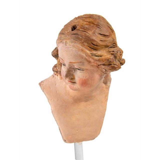 Polychrome Ceramic Head of Young Girl, Italy, 18th Century For Sale - Image 4 of 5