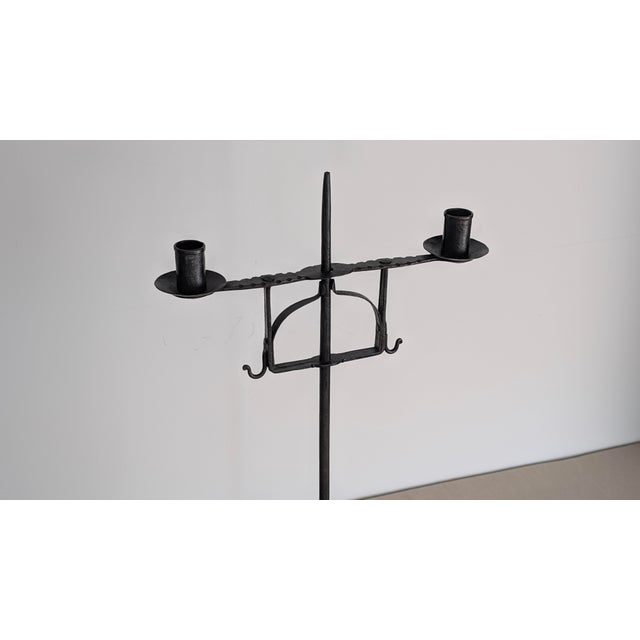 18th C. English Hand Forged Iron Candleholder For Sale - Image 4 of 10