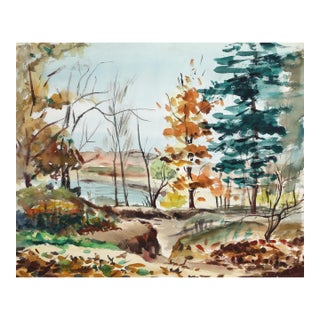 1950s "Fall p6.8" Watercolor Painting by Eve Nethercott For Sale
