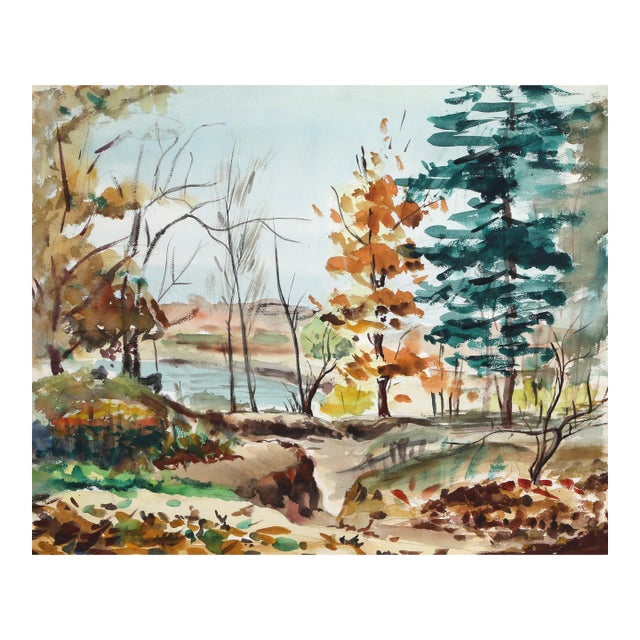 1950s "Fall p6.8" Watercolor Painting by Eve Nethercott For Sale