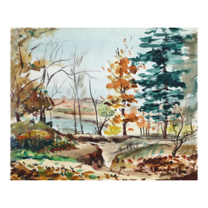 1950s "Fall p6.8" Watercolor Painting by Eve Nethercott