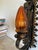 Portuguese Gothic Style Wall Sconce in Wrought Iron with Amber Glass Lampshade, 1960s For Sale - Image 3 of 9