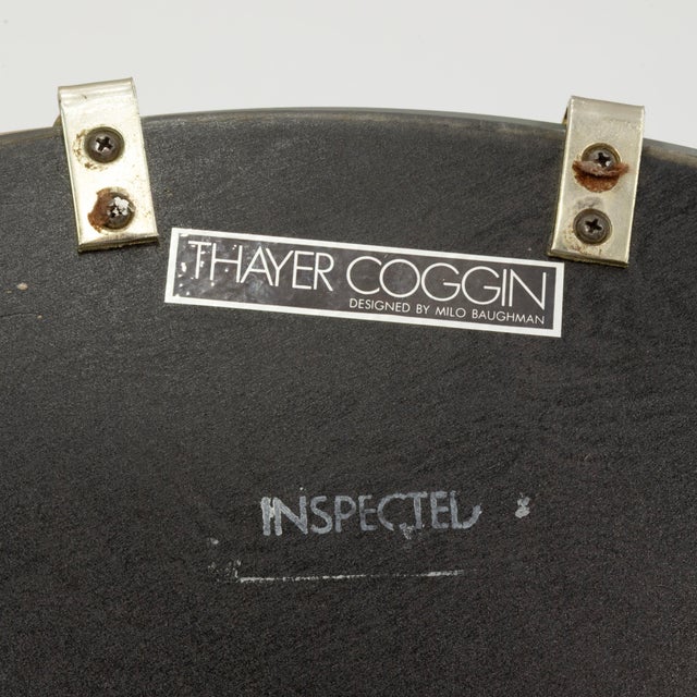 Late 20th Century Milo Baughman for Thayer Coggin Round Gold Accent Hanging Mirror For Sale - Image 5 of 5