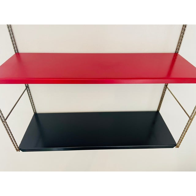 Mid-Century Modern Adjustable Brass and Metal Wall-Mounted Shelf, 1960s For Sale - Image 5 of 18