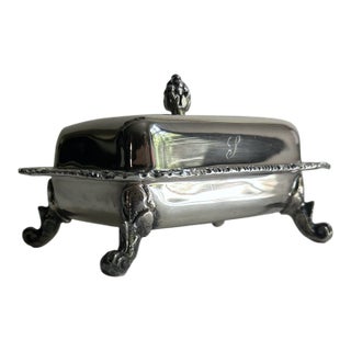 Vintage Seranco Silver Plate Covered Butter Dish For Sale