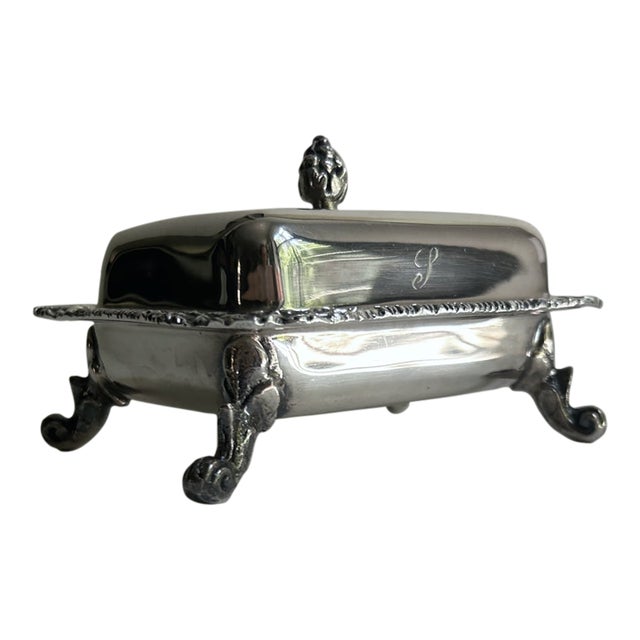 Vintage Seranco Silver Plate Covered Butter Dish For Sale