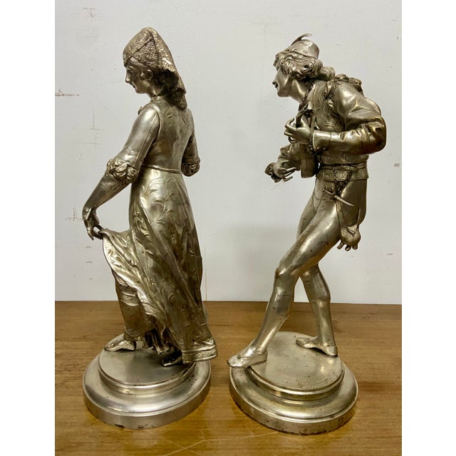 Belle Époque Silvered Bronze Sculptures from Adrien Etienne Gaudez, 1890s, Set of 2 For Sale - Image 13 of 14