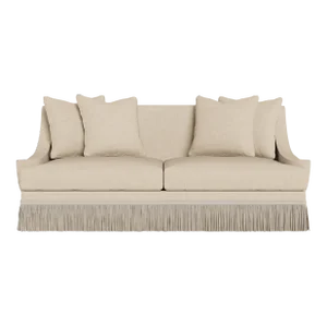 Bunny Williams Home Natural Performance Chenille Herringbone with Beige Buillon Fringe