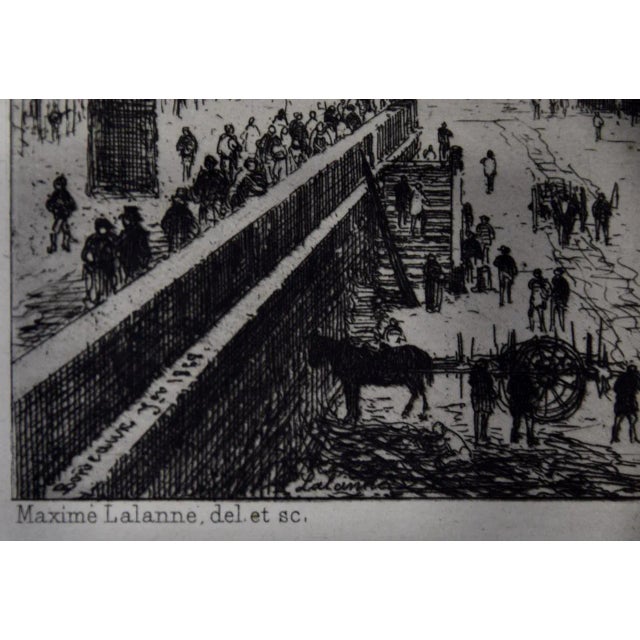 Printmaking Materials The Port Of Bordeaux, France In Winter: A 19th C. Etching by Maxime Lalanne, 1868 For Sale - Image 7 of 7