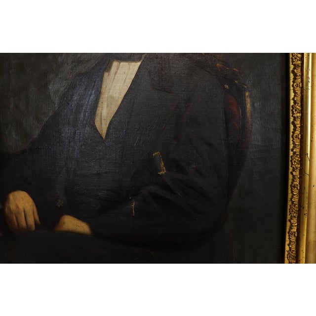 19th Century Victorian Oil Portrait Pendant Pair in Gilt Frames For Sale - Image 9 of 16