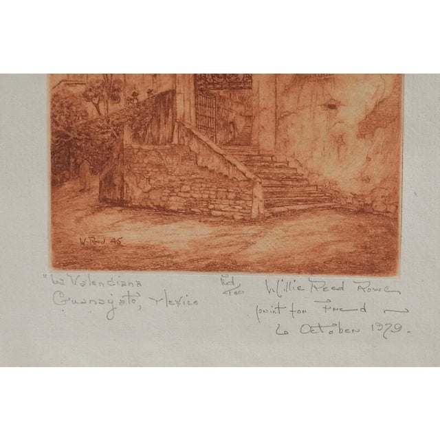 Vintage 1945 terra cotta etching on paper of La Valenciana Church Guanajuato Mexico etching by Willie Lucille Reed Rowe...