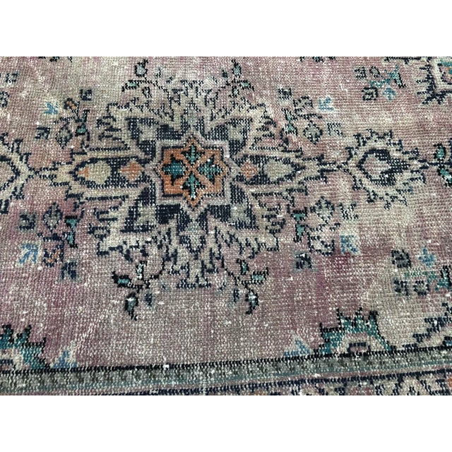 Textile 1960s Vintage Turkish Oushak Faded Pink Rug - 3′2″ × 4′9″ For Sale - Image 7 of 11