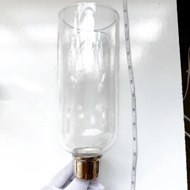 Mid-Century Modern Vintage Baccarat Crystal Hurricane Lamps: Mid-Century Modern Candle Holders, Set of 2 For Sale - Image 3 of 4