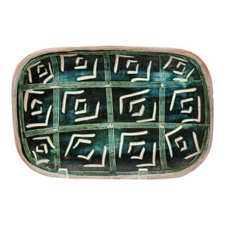 Vintage MCM Studio Pottery Plaque Signed For Sale