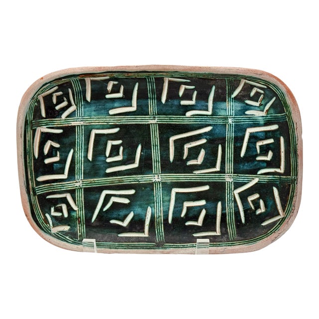 Vintage MCM Studio Pottery Plaque Signed For Sale