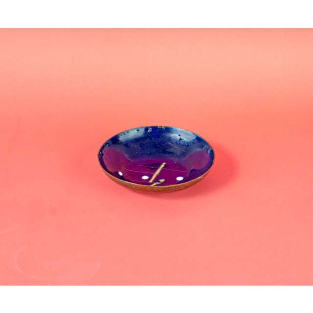 Mid-Century Modern Handcrafted Bowl in Blue Enamel and Copper, 1960s For Sale - Image 3 of 10