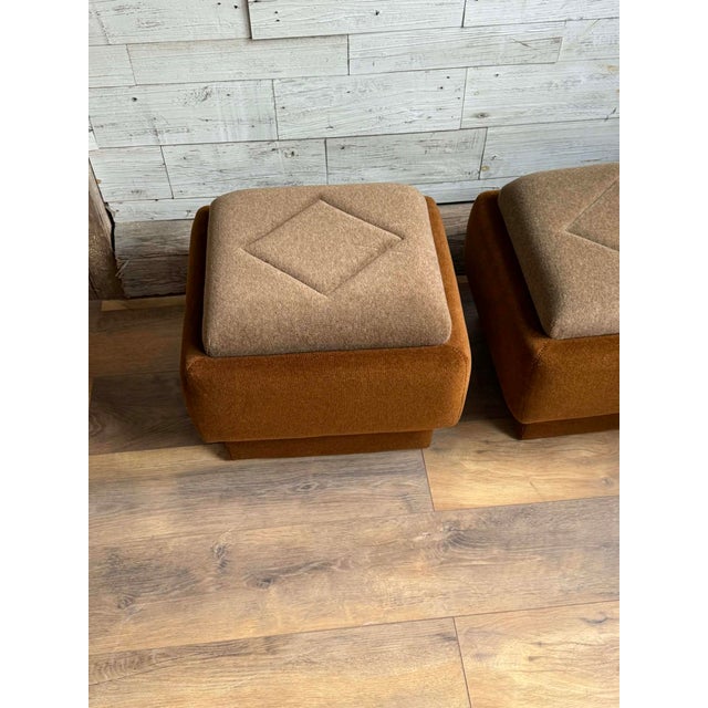 1950s Mid-Century Modern Ottomans in Brown and Beige, 1950s, Set of 2 For Sale - Image 5 of 7