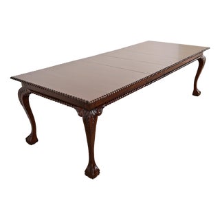 Henredon Style Chippendale Carved Mahogany Extension Dining Table, Newly Refinished For Sale