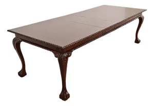 Henredon Style Chippendale Carved Mahogany Extension Dining Table, Newly Refinished