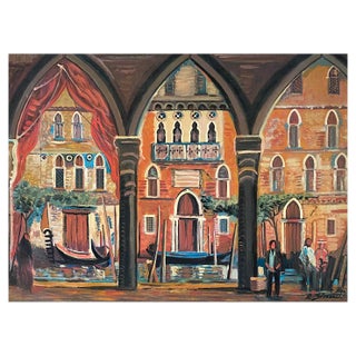 Roberto Gherardi, Venise, La Pescheria, 1980s, Oil on Canvas, Framed For Sale