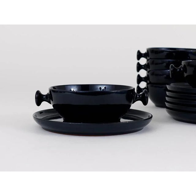 Black Zen Tea Set and Plates in Stoneware by Luigi Colani for Friesland, Germany, 1970s, Set of 25 For Sale - Image 8 of 11