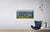 Textile Overlook by Justin Wheatley | Acrylic on Canvas Red House With Blue Sky For Sale - Image 7 of 10