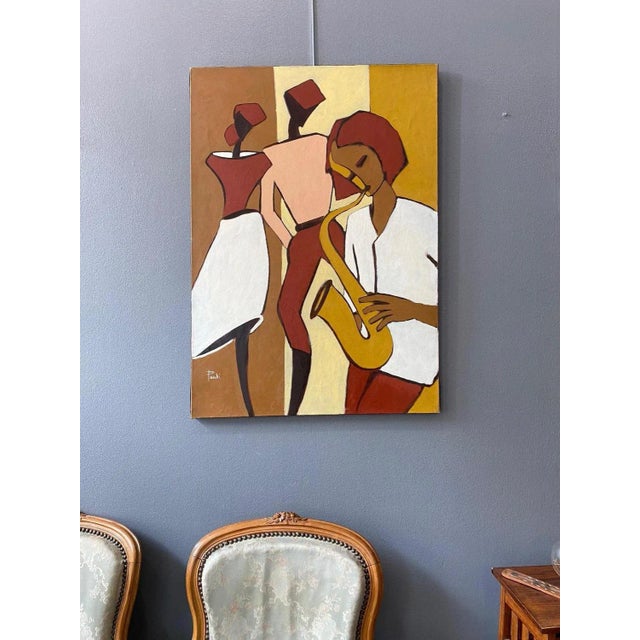 1990s Gilbert Pauli, The Saxophonist, Oil on Canvas, 1995 For Sale - Image 5 of 8