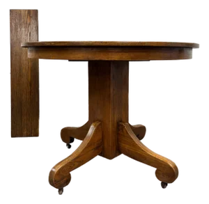 Antique American Empire Style Scroll Foot Pedestal Dining Table Breakfast Table