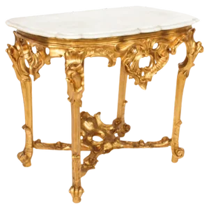 Antique French Rococo Carved Giltwood Console Table, 1770