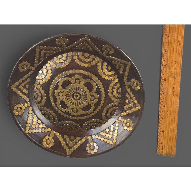 Brass Polish Folk Art Tatra Mountain Wood With Brass Inlay Decorative Dish For Sale - Image 8 of 10