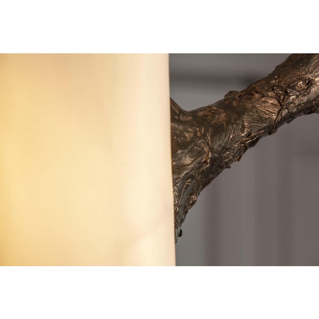 Hand-Sculpted Cast Bronze Hanging Lamp by William Guillon For Sale - Image 13 of 18