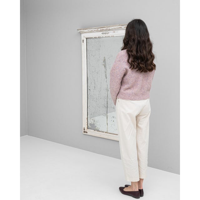 French Provincial 19th Century French Wood White Patinated Mirror For Sale - Image 3 of 18