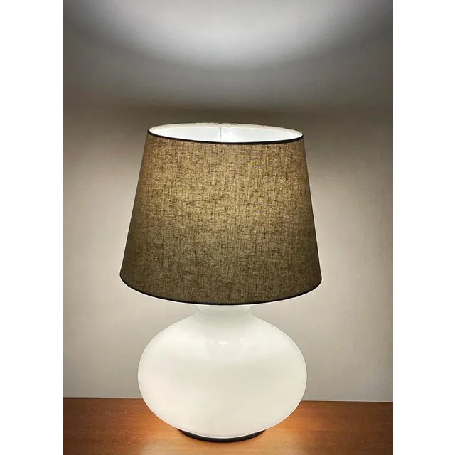 Dutch White Glass Table Lamp by Dijkstra, 1970s For Sale - Image 3 of 12