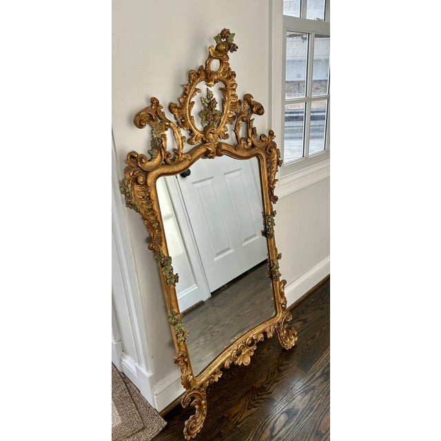 Italian 19th Century Italian Giltwood and Polychrome Mirror For Sale - Image 3 of 12