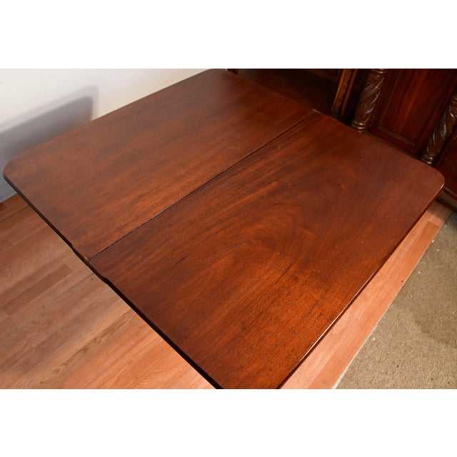 1910s Antique American Empire Solid Mahogany Flip-Top Game Table / Console Table For Sale - Image 4 of 18