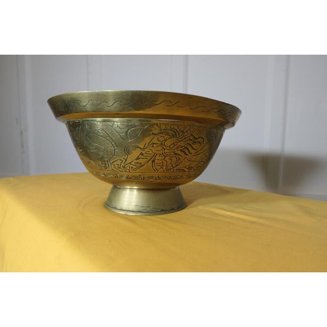 Metal Engraved Brass Bowl, 19th Century For Sale - Image 7 of 9