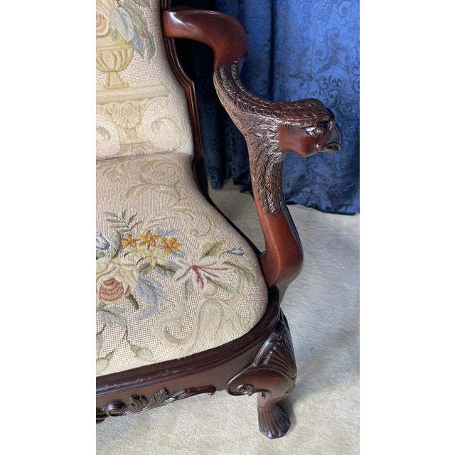 Queen Anne Style Mahogany Needle Point Settee For Sale In Philadelphia - Image 6 of 15