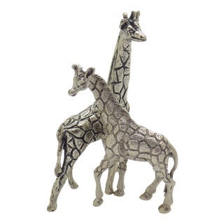 Vintage Italian Handmade Silver Giraffes, Tuscany, Italy, 1970s, Set of 2 For Sale