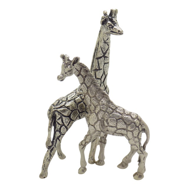 Vintage Italian Handmade Silver Giraffes, Tuscany, Italy, 1970s, Set of 2 For Sale