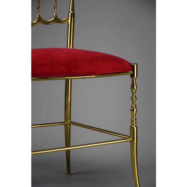 Brass and Red Velvet Chiavari Chair, 1950 For Sale - Image 9 of 13