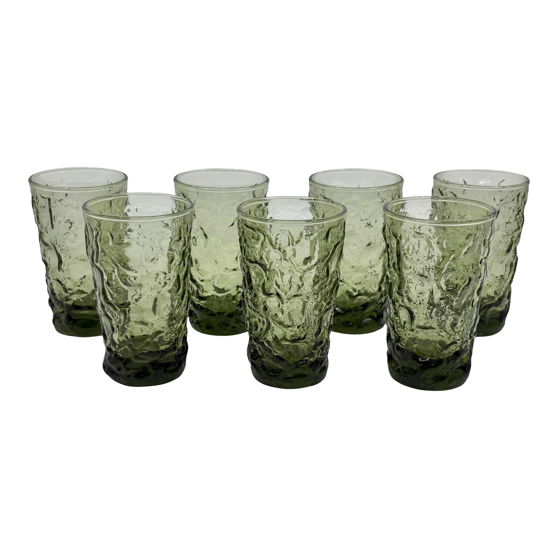 Vintage 1970s Anchor Hocking Olive Green Juice Glasses- A Set of 7 |  Chairish