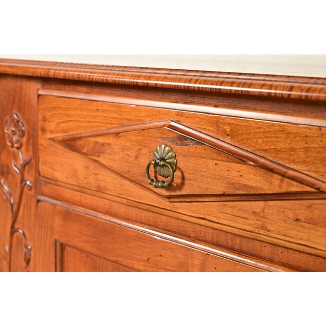 Brown Ethan Allen French Provincial Louis XV Carved Solid Maple Sideboard or Bar Cabinet For Sale - Image 8 of 17