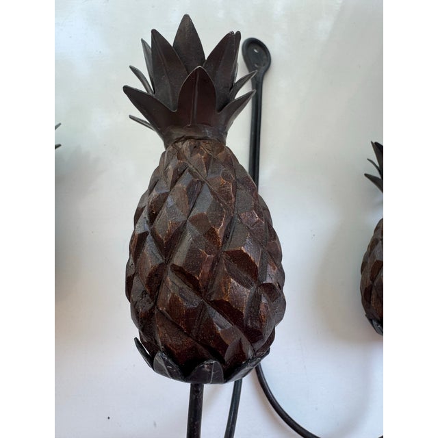Pair of Pineapple Form Wrought Iron Wall Candle Sconces For Sale - Image 13 of 13