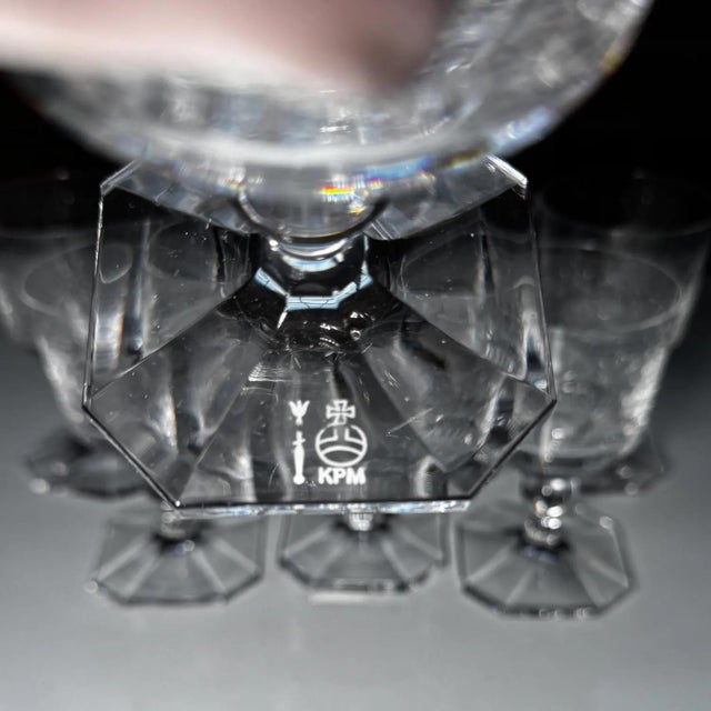 • Authentic KPM Berlin “Kurland” crystal white wine glasses • Height: 5.5 inches | Width: 3.25 inches • Elegant etched...