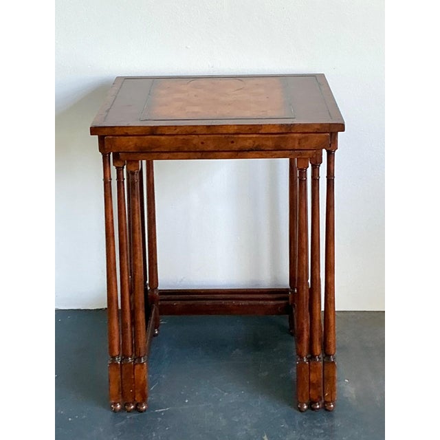 Vintage Theodore Alexander Wood Nesting Tables With Game Boards For Sale - Image 13 of 16