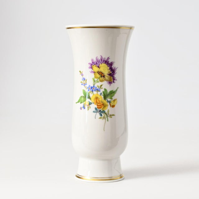 German Hand-Painted Flower Series Porcelain Vase from Meissen, 1950s For Sale - Image 11 of 11