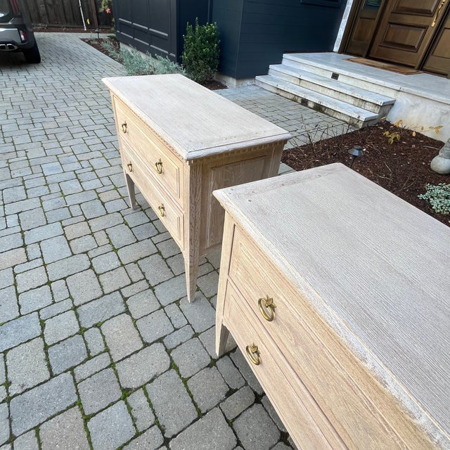 Modern History Home Pair Modern History Weathered Oak Commodes / Chests / Nightstands For Sale - Image 4 of 11