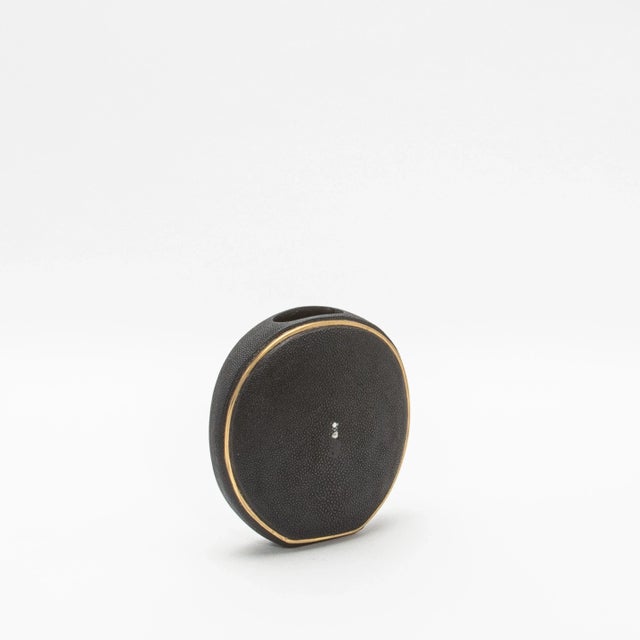 2020s Shagreen Vase With Brass Details by R&y Augousti For Sale - Image 5 of 7